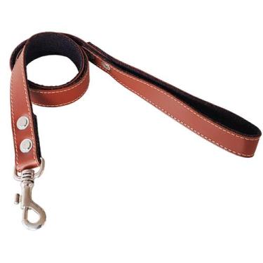 Imagem de Guia Para Coleira de Cachorro em Couro Reforçada Cães Pet 100cm - CREP