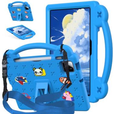 Imagem de Kwamaz Capa para tablet Onn de 11 polegadas (2024) modelo 100146660, capa infantil de EVA à prova de choque com alça de ombro para Onn Surf Tablet Pro de 28 cm (azul)