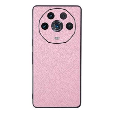Imagem de Capas Compatível com Honor Magic 4 Ultimate,Design de grão levantado de superfície,Proteção contra queda,Anti impressão digital,Anti arranhões,Aparência de couro de imitação de plástico macio-Pink