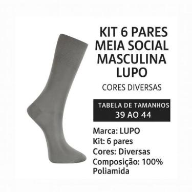 Imagem de Pacote 6 Pares de Meias Social Lupo Poliamida Diversas cores K1100, Ci
