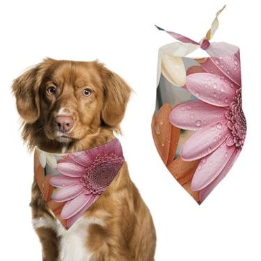 Imagem de Cachecol colorido com estampa de margarida para animais de estimação cachecol triangular de poliéster - tamanho único (70 x 30 cm)
