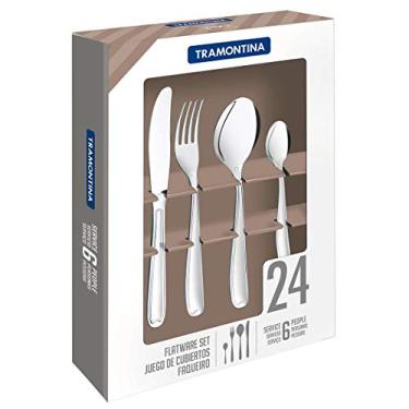 Imagem de Faqueiro Tramontina Maresias em Aço Inox com Facas para Churrasco Acabamento em Brilho 24 Peças