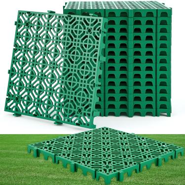 Imagem de Wesnoy 15 peças de tapetes de proteção de solo resistentes Drive on Lawn Grid, 15,74" x 15,74'' Heavy Weight Drate Grate Interlocking Antiderrapante, 2,999 kg Carga para Gravel Grid Permeable Pavers