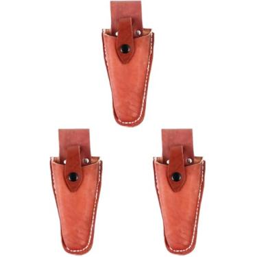 Imagem de Estojo de tesoura, 3 peças, bolsa de tesoura, capa de couro, ferramentas de bordado, cinto de ferramentas de couro, podadores manuais, tesoura, capa de couro, capa protetora de tesoura de poda