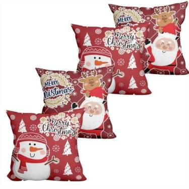 Imagem de Almofada de Natal Kit 4 Capas Natalinas Merry Christimas Premium - Cha
