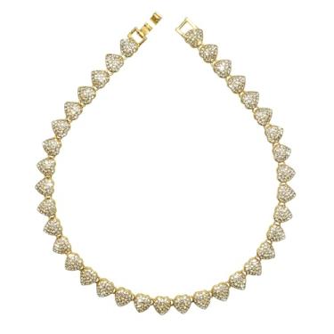 Imagem de Ximipet Linda coleira de cachorro com diamante em forma de coração, joia de metal resistente/prata para cães e gatos, vários tamanhos (ouro, 59,9 cm)