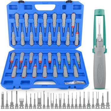 Imagem de JRready JRconDRK11C55-01 Kit mestre de ferramentas de remoção de pinos para TE, Deutsch, AMP, Molex, Delphi, Harting, Anderson, JPT Conector de terminal elétrico automotivo pesado (30 ferramentas + 25