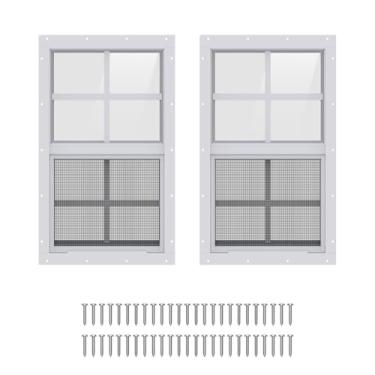 Imagem de AIRGBW Janelas para galinheiro com telas, substituição de janela externa de alumínio para casa de brinquedo, janelas deslizantes para estufa (tamanho 45 x 68 cm, pacote com 2)