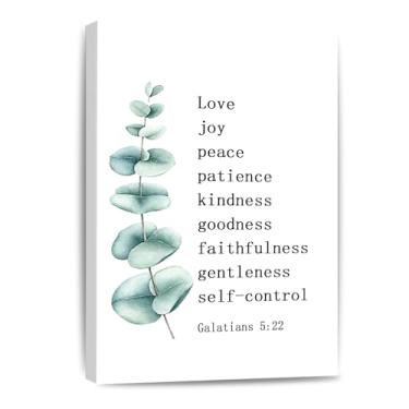 Imagem de Gálatas 5 22 arte de parede cristã fruto do espírito escritura pôster impresso versículo bíblico pintura cristã casa escritório quarto decoração presente emoldurado 20 x 12 polegadas