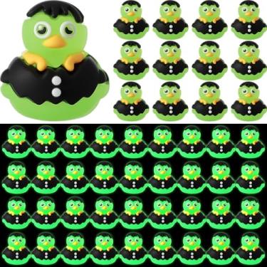 Imagem de VioraWhite 50 peças, mini estátua de pato zumbi zumbi que brilha no escuro, estatuetas luminosas de patos de terror para festa de Halloween, presente de esconde-esconde, decoração de micro paisagem