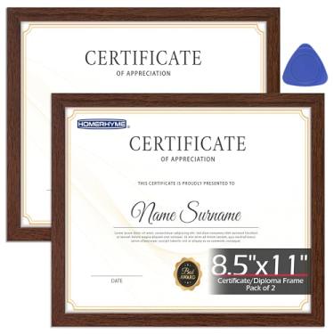 Imagem de HOMERHYME Moldura de diploma, molduras marrons de 21 x 27 cm, moldura de certificado com acrílico transparente, 21 x 27 cm, molduras para revistas de graduação para escritório, galeria, decoração de