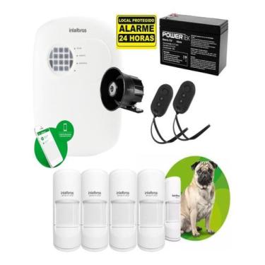 Imagem de Kit Alarme Sem Fio Intelbras 5 Sensores Infravermelho PET, Sirene e Ba