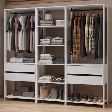 Imagem de Guarda-Roupa Closet Modulado 4 Gavetas 199 cm Branco Valencia Madesa