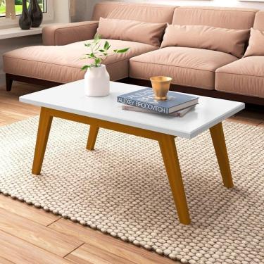 Imagem de Mesa De Centro Com Pés Em Madeira Prism Branco Acetinado - Patrimar