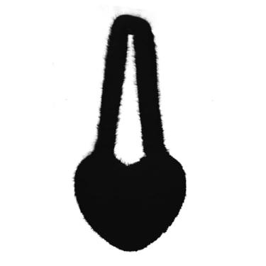Imagem de LA CARRIE Bolsa tiracolo feminina de pele sintética em forma de coração, bolsas fofas, bolsas peludas Y2k, Preto, One Size
