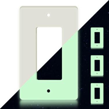 Imagem de 4 peças de capas brilhantes para interruptores e capas de tomada, tomadas elétricas, placa de cobertura de tomada de luz noturna, placa de parede, interruptor, capas duráveis que brilham no escuro