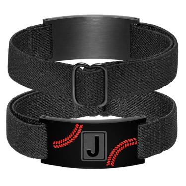 Imagem de KLIFOWDY Presentes de futebol para meninos, homens, jovens, treinadores, jogadores, iniciais, com letra A-Z, pulseiras de futebol, lembrancinhas, acessórios, joias ajustáveis, presentes, Black-C, Sem