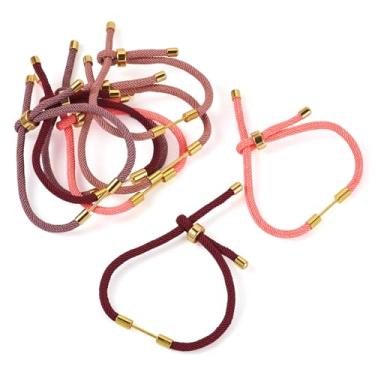 Imagem de Spritewelry Pulseiras de nylon da amizade com cordão trançado ajustável para mulheres, 8 peças, pulseira deslizante torcida com achados de latão dourado para acessórios de fabricação de joias