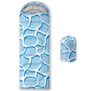 Imagem de Smell Sunshine Saco de dormir infantil para meninos e meninas, estampa de água do mar, leve, quente, portátil, uso interno, impermeável, resistente ao clima frio, saco de dormir para acampamento e