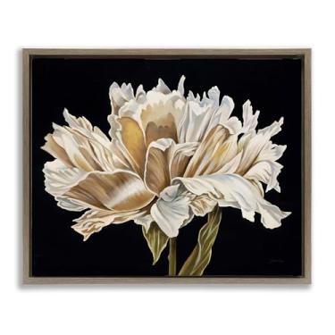 Imagem de Stupell Industries Pétalas vintage sobre tela flutuante emoldurada marrom preto design de arte de parede por Liz Jardine, 25 x 31