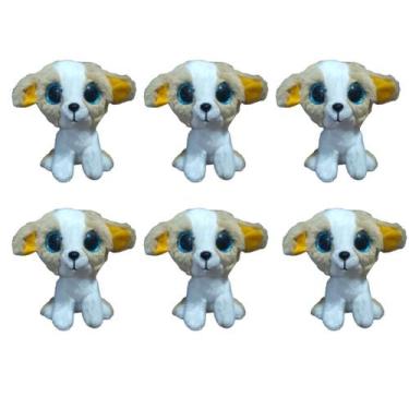 Imagem de Kit C/6x Brinquedo de Pelúcia Cachorro Bege/Branco - Ty Rara