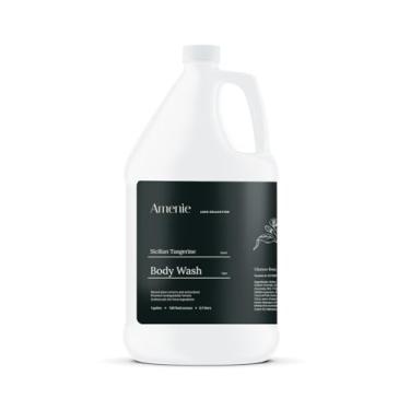 Imagem de Amenie Sabonete corporal, tangerina siciliana – Gel de banho refrescante e de limpeza com aroma cítrico, enriquecido com Aloe Vera e óleos essenciais, refil a granel de 1 galão (128 Fl Oz)
