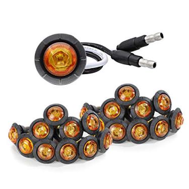 Imagem de MADCATZ (Pacote com 20) Luzes indicadoras de sinalização lateral para reboque de LED âmbar redondo pequeno de 3/4 polegadas para caminhão, reboque, ônibus, universal 12 V DC Grommets Plug XT-DC