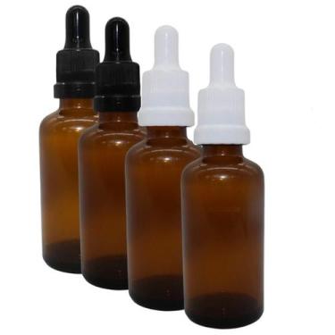 Imagem de 30 Frasco De Vidro 30ml Conta Gotas/Ambar - Tampa Lacre Bulbo e Canula