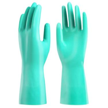Imagem de ROYAKI Luvas de nitrilo resistentes a produtos químicos, luvas domésticas sem borracha de látex, resistentes a ácidos, álcalis, solventes e óleo, 1 par tamanho médio
