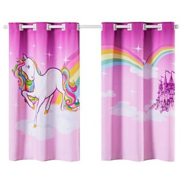 Imagem de Cortina Kids Infantil Varão Tecido Oxford 2,00m X 1,30m - Unicórnio Li