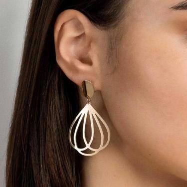 Imagem de Maxi Brinco Rommanel Banhado Ouro 18k Lindo Delicado