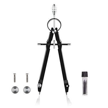 Imagem de Bússola profissional, conjunto de geometria de bússola com trava, bússola de matemática e precisão, metal e durável para ferramentas de medição sólidas e planas (cor: Preto)