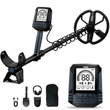 Imagem de SUNPOW Detector de metais recarregável para adultos - bateria de lítio de 2500 mAh para uso 35H - Detector de ouro à prova d'água com bobina D dupla de 25 cm de profundidade, 4 modos profissionais