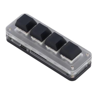 Imagem de Mini teclado mecânico macro vermelho com luz RGB USB C com fio programável personalizado 4 teclas teclado gamer configuração Plug and Play por você mesmo