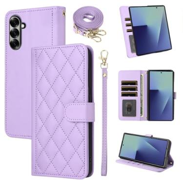 Imagem de Furiet Argyle Capa carteira para Samsung Galaxy Z Fold 7 5G 2025 com alça de pulso/ombro, compartimentos para cartões, capa de celular com suporte de couro PU de luxo para ZFold7 Z7 G Fold7 7Z