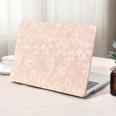 Imagem de Seorsok Compatível com MacBook Pro 13 polegadas Capa M2 2023,2022,2021-2016 A2338 M1 A2159 A1989 A1708 A1706, capa rígida de couro e capa de teclado com estampa de flor rosa desabrochando