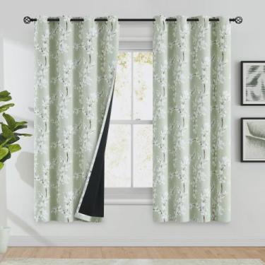 Imagem de Cortinas florais Blackout FMFUNCTEX 160x160cm Verde Sálvia