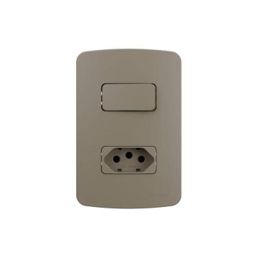 Imagem de Interruptor Simples 10a E Tomada 2p+t 20a Margirius B3 Colors Com Placa 4x2 Argila Argila