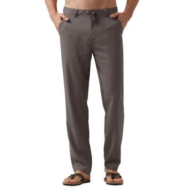Imagem de Calças Willit Linen, vestido casual masculino, com cordão, cinza, 36 L