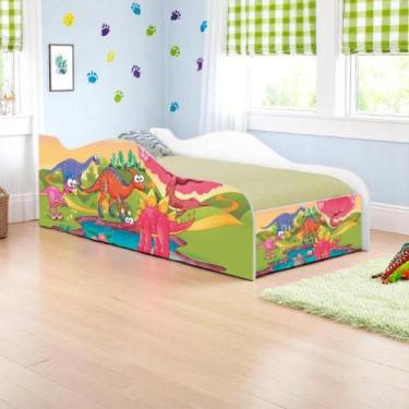 Imagem de Cama Infantil Glow Planeta Dinossauro Com Colchão - CASA H