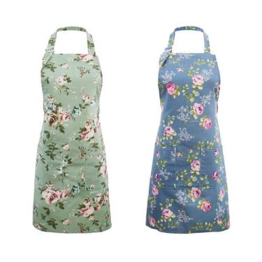 Imagem de Aventais de cozinha IDEAPRON, pacote com 2 bolsos florais e 2 bolsos p