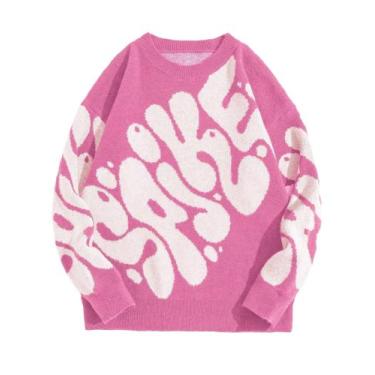 Imagem de Suéter masculino ZAFUL de tamanho grande, manga comprida, gola redonda