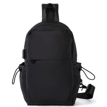 Imagem de Sling Bag SEAFEW preto impermeável de nylon para homens e mulheres