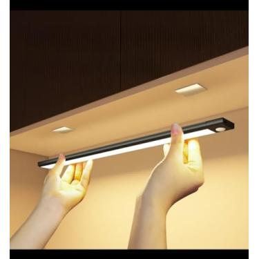 Imagem de Luminária LED 60cm com Sensor Automático – Sem Fio, Bateria Recarregável USB, Econômica e Ideal para Armários, Escadas, Cozinhas e Corredores