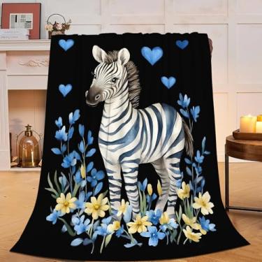 Imagem de Cobertor de zebra - Roupa de cama de lã macia de pelúcia - Presentes aconchegantes de zebra de pelúcia para mulheres meninas crianças adultos 101 cm x 127 cm
