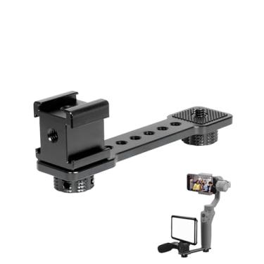 Imagem de Placa de montagem de sapata fria de 3 portas para câmera, monitor de LED, microfone, etc., suporte de extensão de sapata tripla de alumínio compatível com DJI OSMO Mobile 7P/67/SE, Zhiyun 5S/4/Feiyu