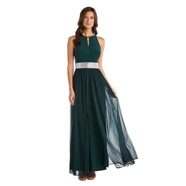 Imagem de R&M Richards Vestido feminino longo sem mangas frente única e saia esvoaçante, Caçador, 17