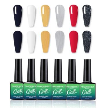 Imagem de Esmalte de gel, 6 kits de cores, esmalte de gel brilhante de longa duração, conjunto de esmaltes de gel profissional para unhas de salão de beleza DIY para iniciantes