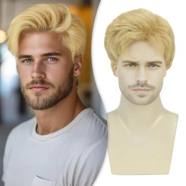 Imagem de Creamily Perucas masculinas de cabelo curto, peruca de reposição de cabelo masculino realista peruca loira clara masculina para homens perucas inteiras para homens uso diário