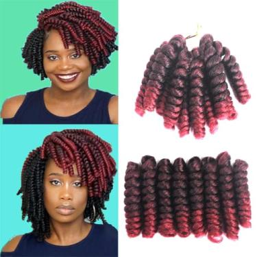 Imagem de Haolocs 3 pacotes Saniay Curl Crochet Tranças Curtas de Crochê Trança de Crochê Bouncy Torção Espiral Cachos Jamaicanos Extensões de Cabelo Torcido Jamaicano 20 Fios/Pacote (Pbug, 30,5 x 50,8 cm)